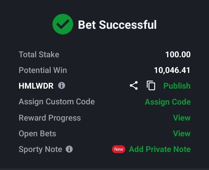 YIELDQUEST_ofc's tweet photo. Sportybet code: HMLWDR
5 mins draws 
Up to 40 games high risk

Stake what you can afford to lose 
Gamble responsibly 

Goodluck https://t.co/arSsv9O2zS