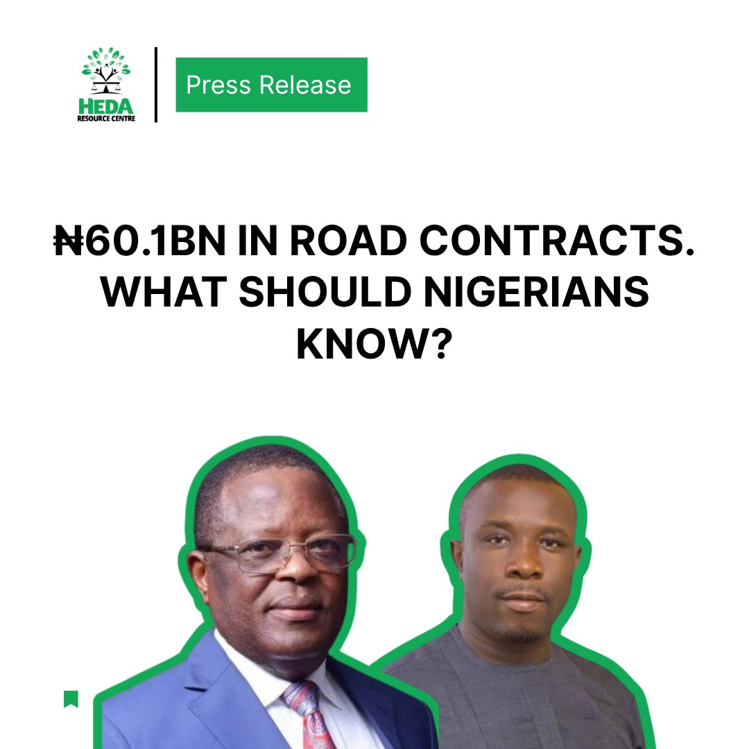 HEDAgenda's tweet photo. ₦60.1bn in contracts. 27 payments. Questions about procurement.
A BusinessDay investigation has raised concerns about contracts awarded to Reinforced Global Resources Limited by the Ministry of Works.
HEDA is calling for an independent investigation.
Because when public money is involved, Nigerians deserve answers.