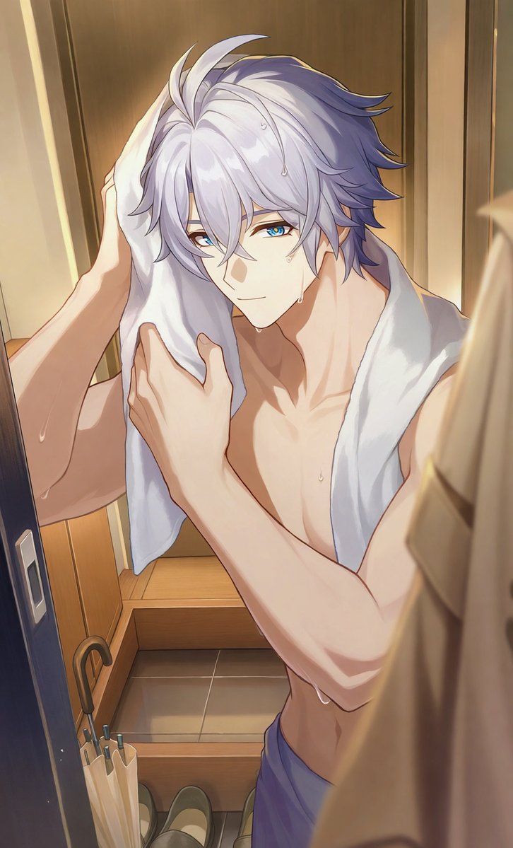 Surinnnrweow's tweet photo. Got caught in the rain… Welcome home. ☔️
#Phainon #HonkaiStarRail #hsr #pixai 
#PixAITsubakiV3 https://t.co/i7d6ptJuEl