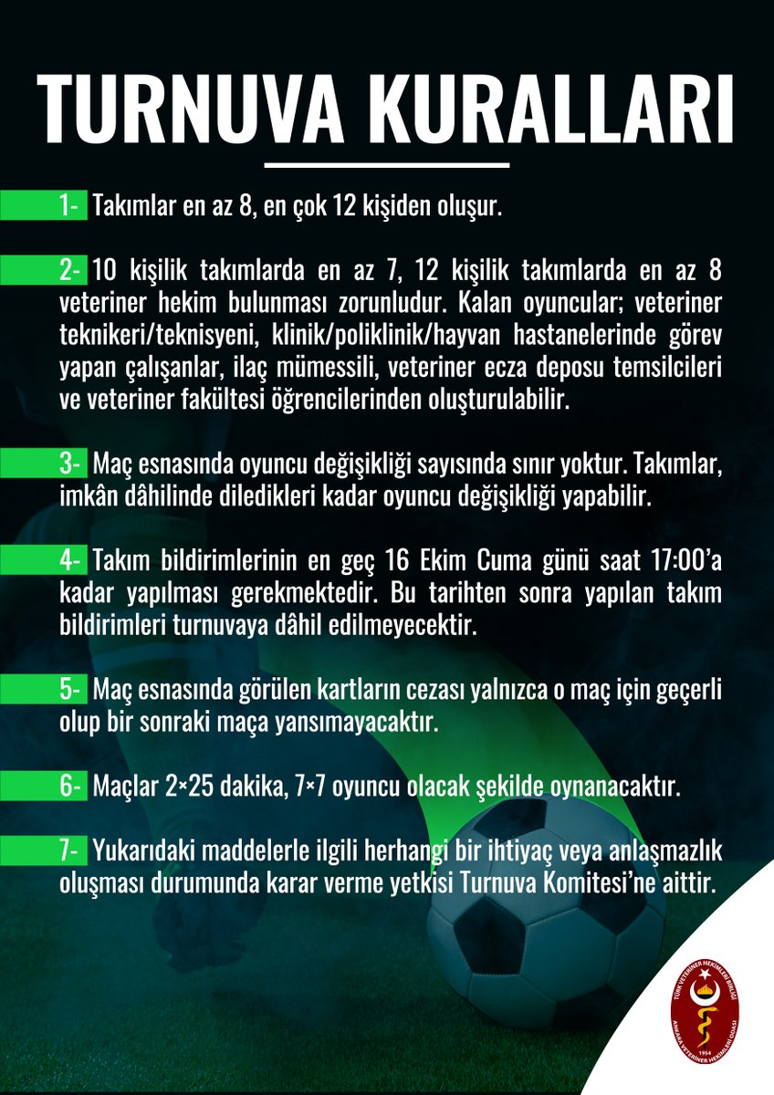 ankaravho's tweet photo. ⚽ Ankara Veteriner Hekimleri Odası Futbol Turnuvası için kayıtlar başladı! https://t.co/U9X06Sa7KK