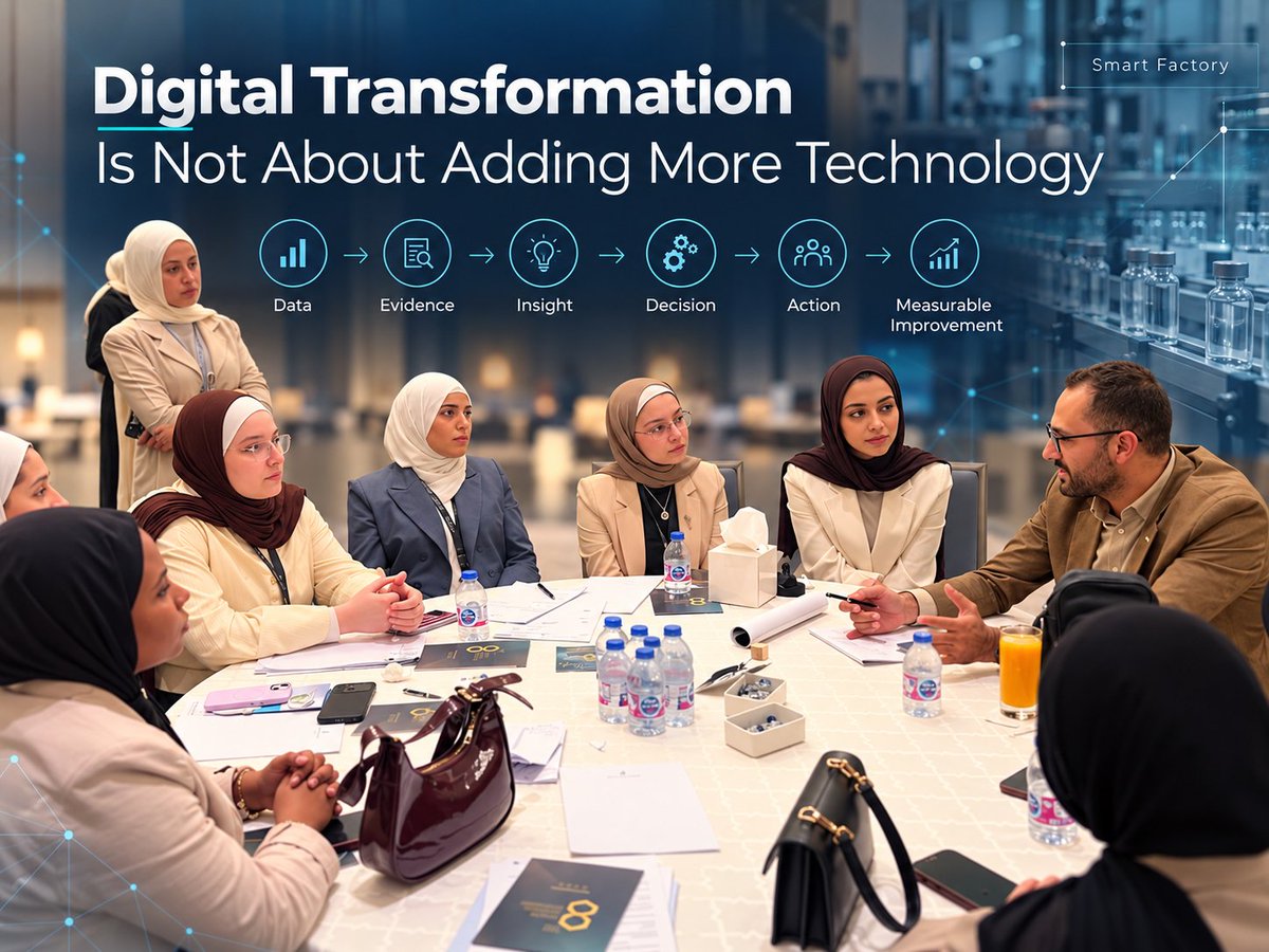 mwasfi_ai's tweet photo. Digital Transformation Is Not About Adding More TechnologyOne idea became even clearer to me during a recent discussion with pharmacy students at #JPSA
.#PharmaceuticalManufacturing #DigitalManufacturing #OperationalExcellence #Pharma40 #ManufacturingIntelligence #SmartFactory https://t.co/Rc4rXsbNVW