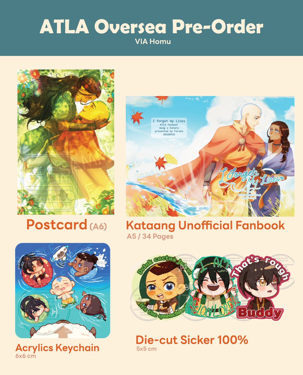 ThatForuko_'s tweet photo. Overseas Pre-Order Now Open! 

ATLA Fan Merch &amp; Fanbook 
AOT Fan Merch  

Pre-order Period: 📆Today – October 16, 2026. 

Thank you so much for all of your support! 
https://t.co/MkkkKd5e4N

 #aot #atla #kataang https://t.co/iJXH3XjSrw