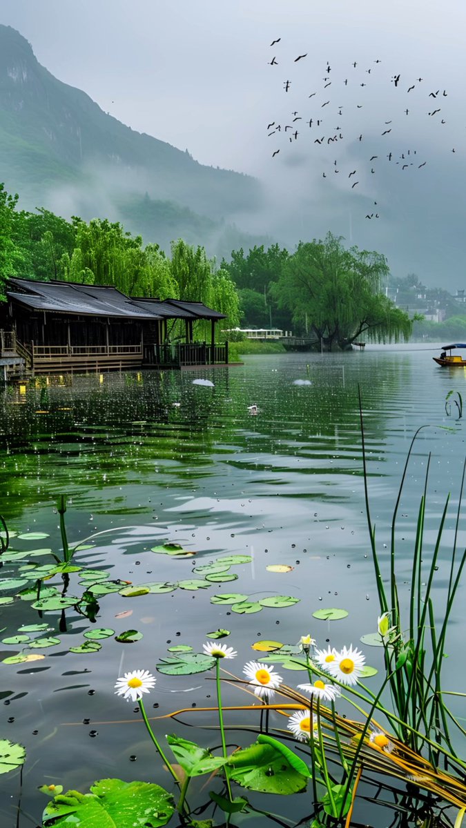 ninagrant4819's tweet photo. Standing by the tranquil pool, the lingering mist holds endless regrets—today in a corner where 憾池托霖 gently wraps the morning light, time feels soft and unhurried. https://t.co/xAGXuMIm0d