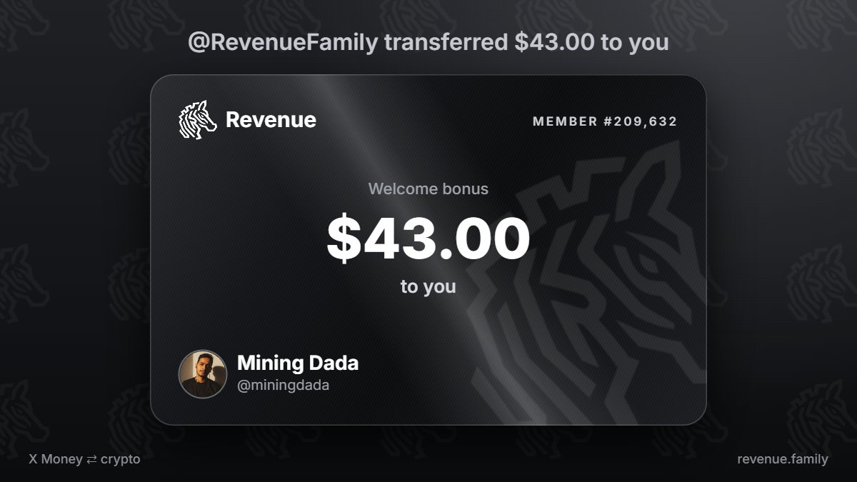 miningdada's tweet photo. @RevenueFamily Pleased to get $43.00 from @RevenueFamily https://t.co/sNYEfzGVfD