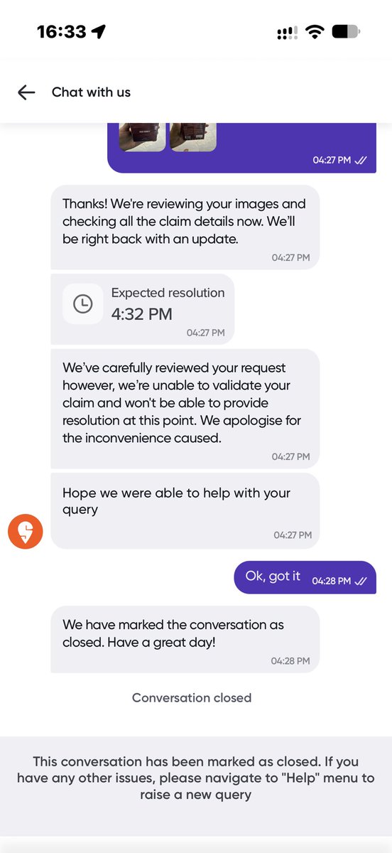 atulvjd's tweet photo. @SwiggyCares @Swiggy I have ordered a snitch perfume, but instead, I got some bla bli blu perfume, and while raising the comment on Swiggy support, they are saying that they can’t validate my request, and they won’t be providing me a solution. Please resolve this issue! https://t.co/Ts1XGpMBys