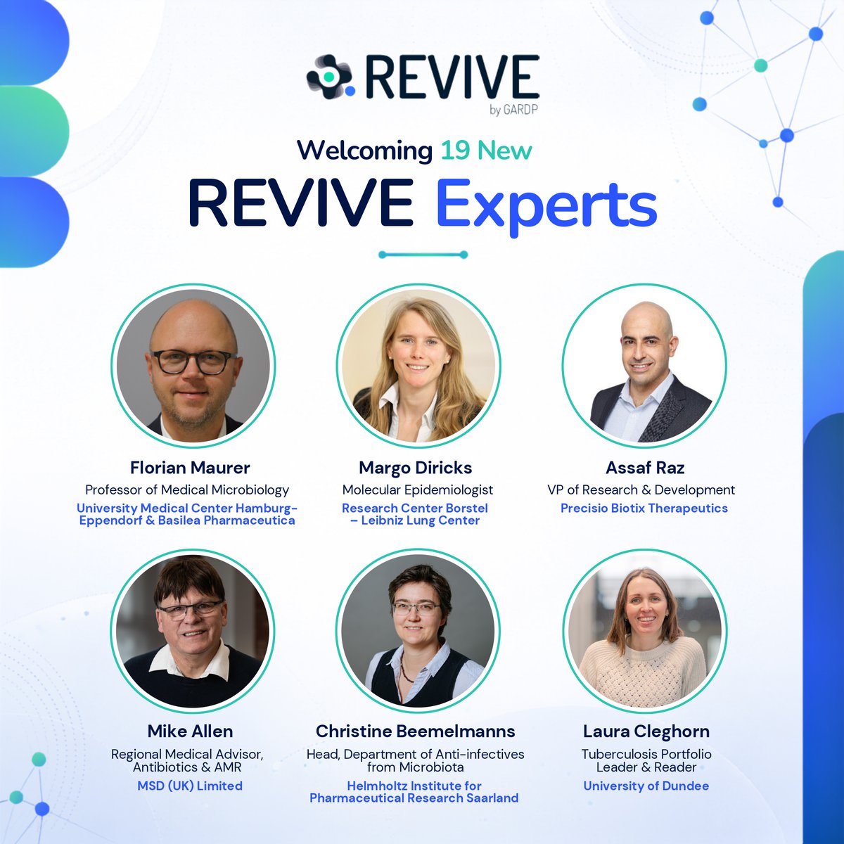 gardp_amr's tweet photo. 🌍 #REVIVE welcomes 19 new experts to its global community in 2026.

Their expertise spans infectious diseases, microbiology, epidemiology, drug discovery, clinical research, regulatory affairs and #AMR.

From ETH Zurich and UCL to Mahidol University, the University of Queensland, the University of Cape Town and NUS, they bring diverse perspectives to a shared challenge.

Because tackling antimicrobial resistance takes more than one discipline. It takes connections across research, discovery, clinical practice, policy and access.

Welcome to REVIVE! 🤝

#GARDP #GlobalHealth