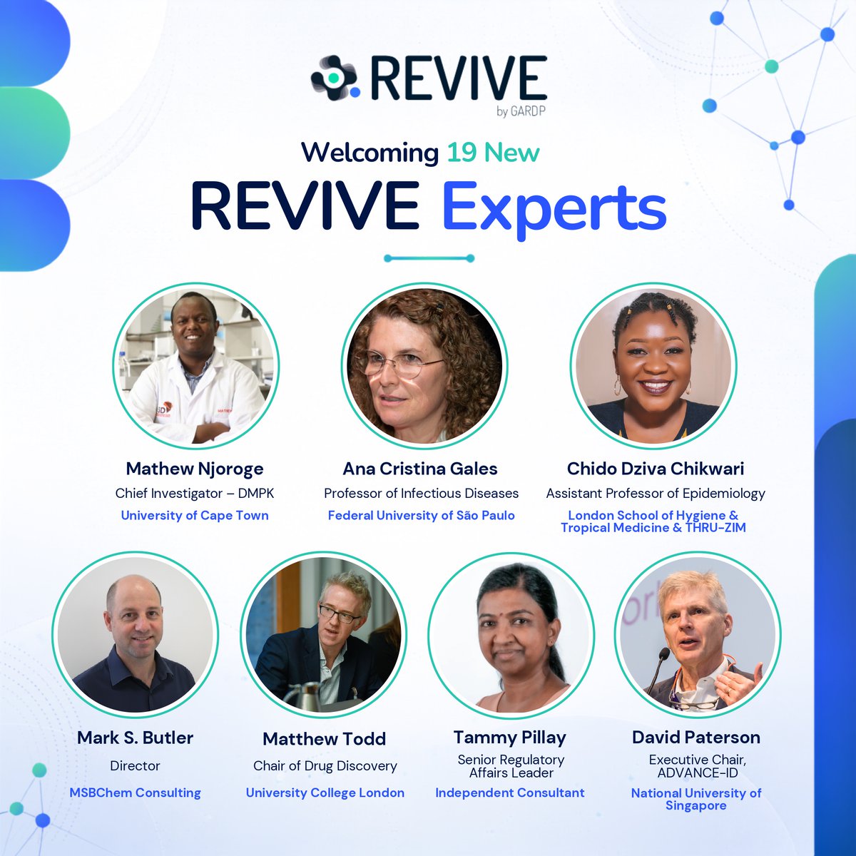 gardp_amr's tweet photo. 🌍 #REVIVE welcomes 19 new experts to its global community in 2026.

Their expertise spans infectious diseases, microbiology, epidemiology, drug discovery, clinical research, regulatory affairs and #AMR.

From ETH Zurich and UCL to Mahidol University, the University of Queensland, the University of Cape Town and NUS, they bring diverse perspectives to a shared challenge.

Because tackling antimicrobial resistance takes more than one discipline. It takes connections across research, discovery, clinical practice, policy and access.

Welcome to REVIVE! 🤝

#GARDP #GlobalHealth