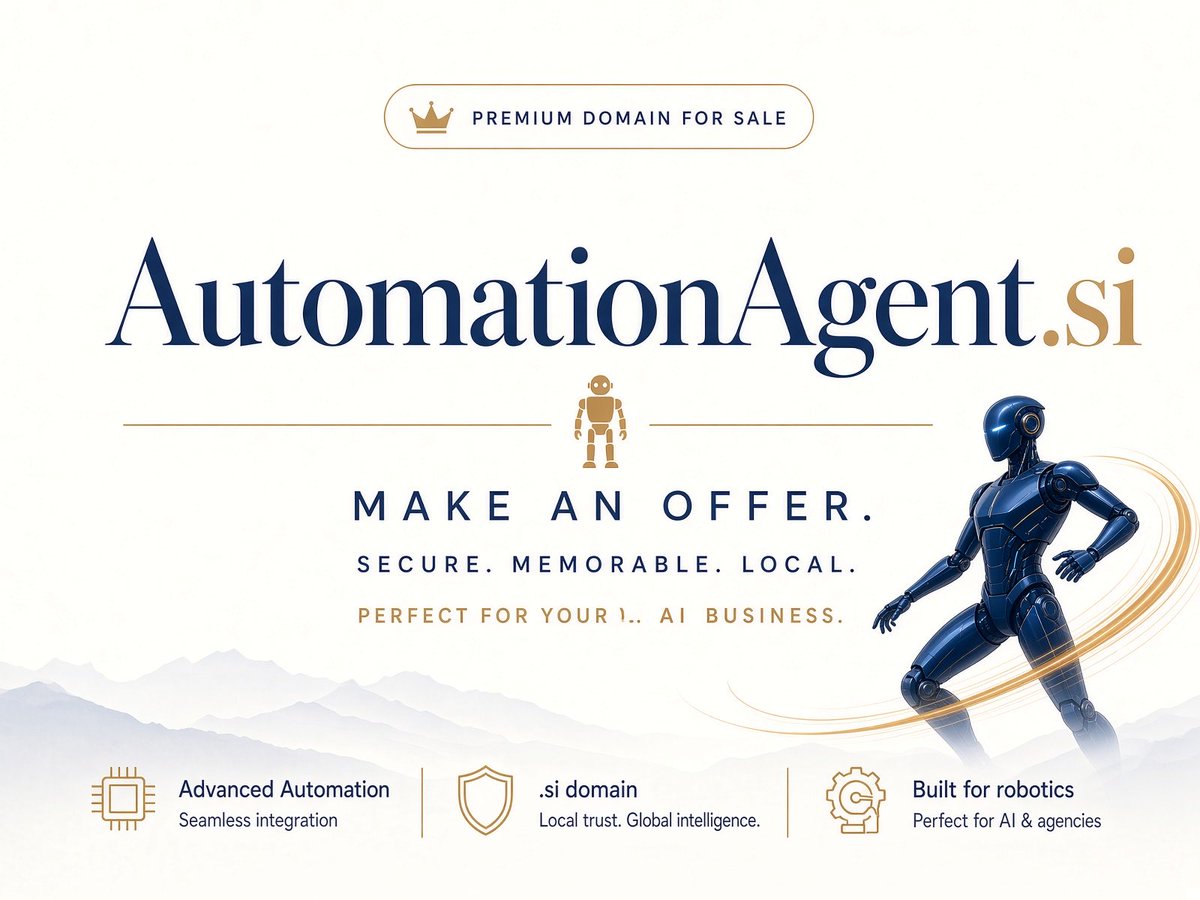 TheDomainAgent's tweet photo. https://t.co/XZzA2I8EIp ⚙️

A powerful name for Super intelligence #si #ai #automation autonomous workflows and intelligent business agents.

💰 For Sale — Make an offer.
📩 DM for inquiries.

#si #SuperIntelligence #DomainForSale https://t.co/hZ79ORzqb4