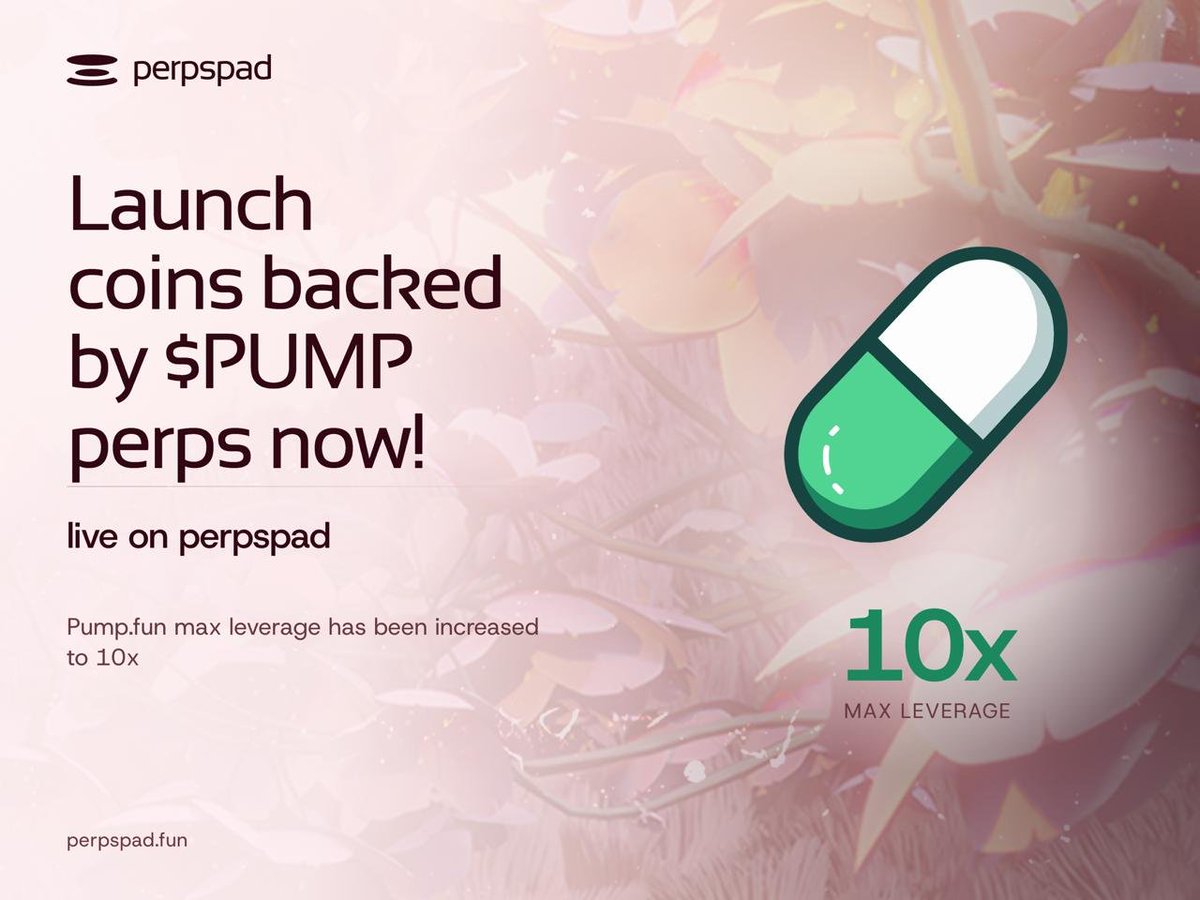 PerpsPadfun's tweet photo. $PUMP perps are live.

launch coins backed by $PUMP directly on @PerpsPadfun 

max leverage just bumped to 10x https://t.co/h8YSxynrjj