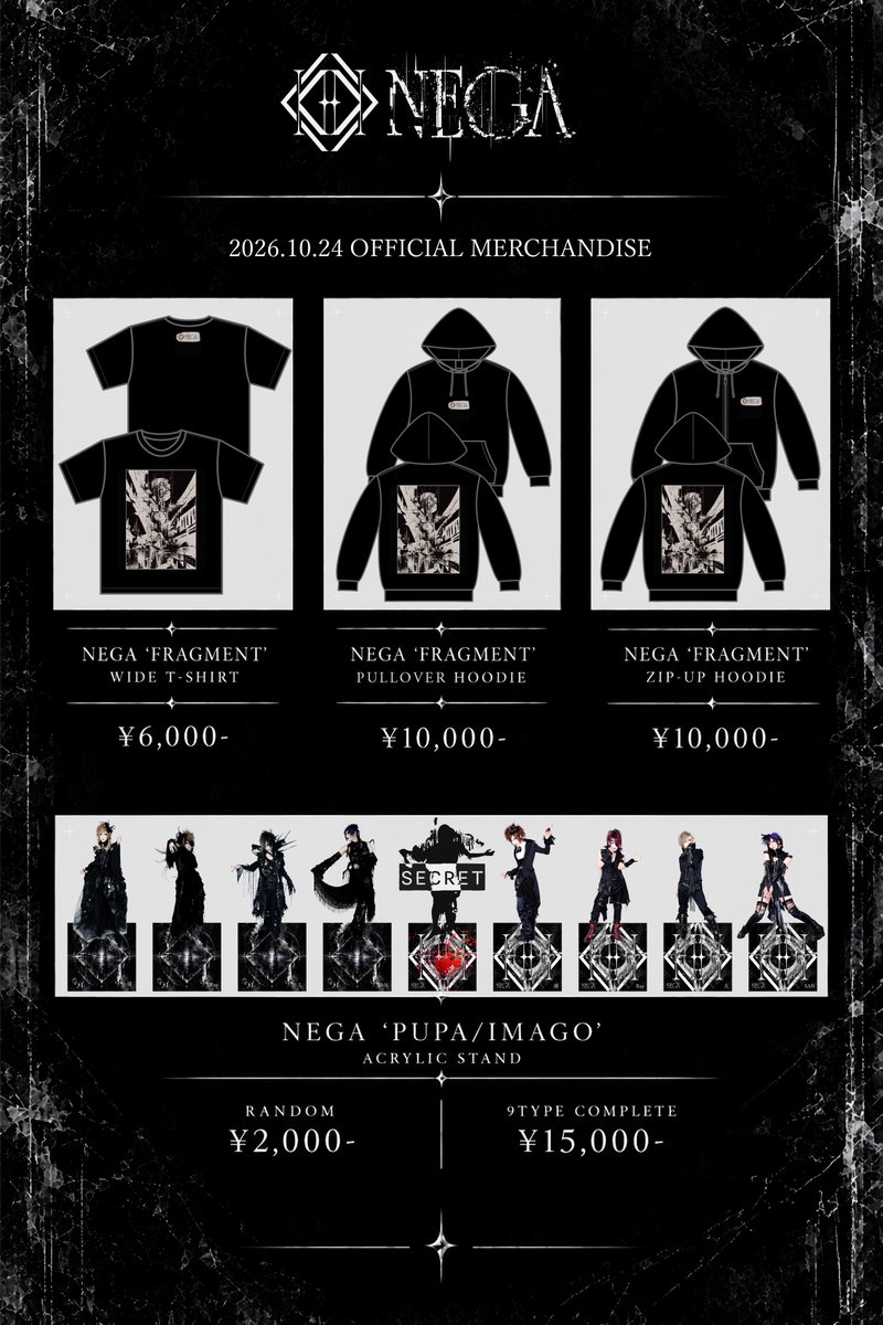 NEGA_officialX's tweet photo. 【NEGA GOODS 事前予約受付開始】

10/24（土）東京BLAZE GOTANDA
「BEYOND THE KINGDOM -Final Masquerade-」
のOFFICIAL GOODS予約開始

受付：10/5（月）20:00まで

会場引換：現金のみ
通販：BASE
※通販購入期限 10/6（火）12:00

▼予約フォーム
https://t.co/orIjiBF11d

#NEGA https://t.co/P6hrDbsCPR