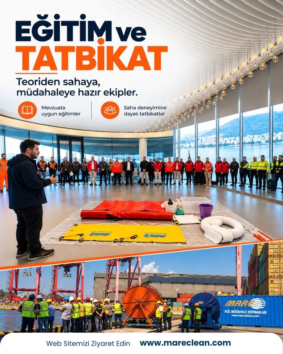 mareclean's tweet photo. Bilgi sahada güce dönüşür.
Mevzuata uygun eğitimler ve gerçek operasyon deneyimine dayalı tatbikatlarla ekiplerin müdahale hazırlığını güçlendiriyoruz.

#EğitimVeTatbikat #AcilMüdahale #MareClean https://t.co/ZWliixQ6df
