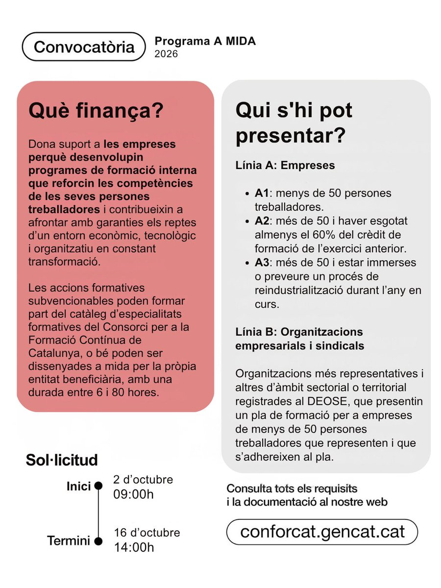 fpo_continua's tweet photo. 3 M€ per impulsar formació a mida per a les empreses i reforçar les competències de les seves persones treballadores.

🔗 Més informació https://t.co/tC9Cx31OHd

#Formació #Empreses https://t.co/XW78MmZe0E