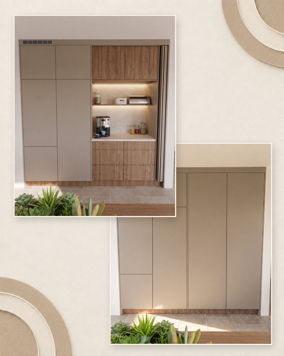 FurnexDesign's tweet photo. Kuchyň, která má co ukázat. A umí to i schovat.🤎

V této kuchyni jsme navrhli pro otevírání skrytého kávového koutku systém BLUM REVEGO.⚙️

Prolistujte si návrh a dejte nám vědět, jestli by se takový skrytý kout líbil v kuchyni i vám.

#nabytek #navrhinterieru #kuchynenamiru https://t.co/ghsune6Wwg