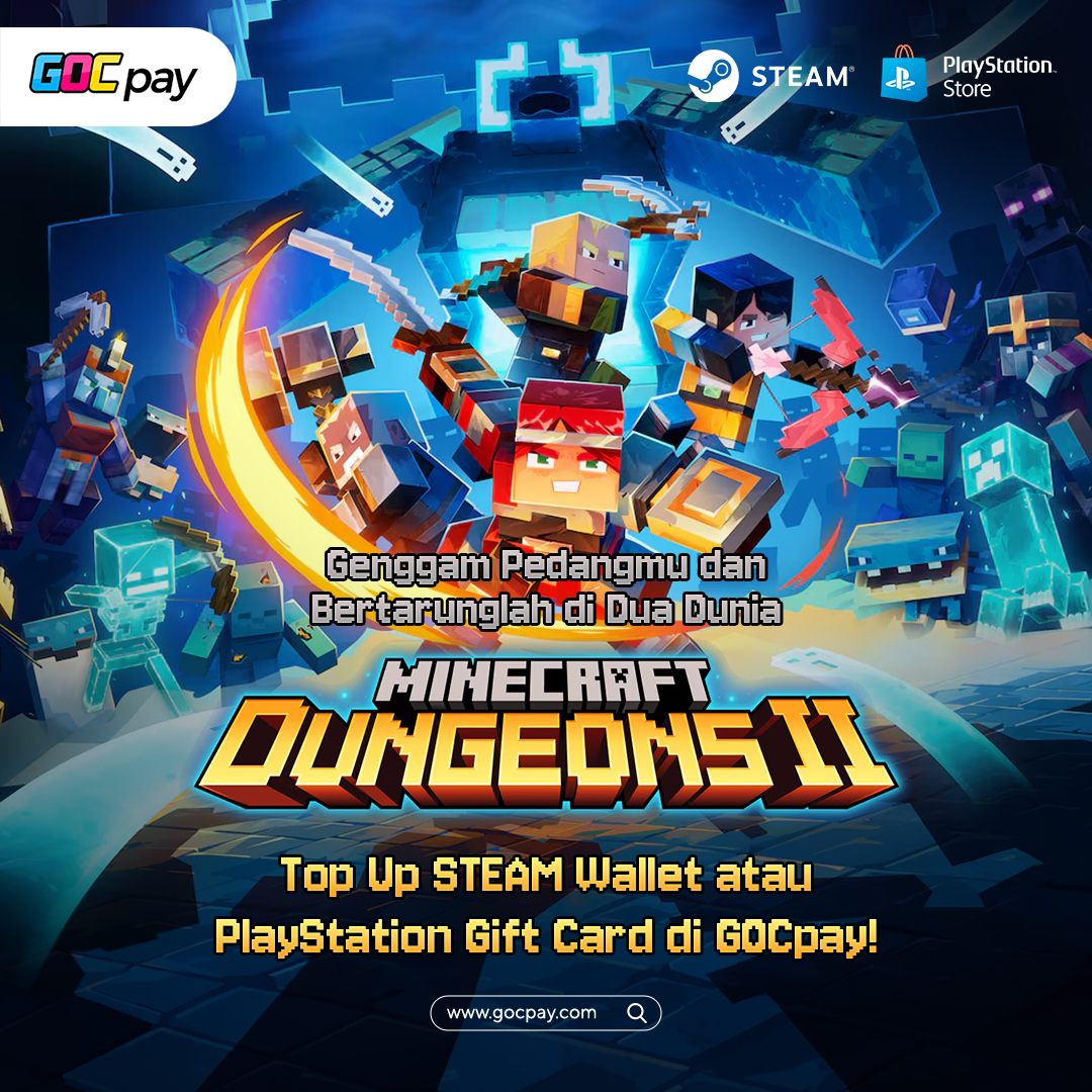 GOCpay's tweet photo. MASUK RIFT, LUPAIN ZONA AMAN ⛏️

Minecraft Dungeons II ngajak kamu nyebrang ke Sift buat lawan musuh baru, ngejar loot, dan bikin build hero sesuka hati. Mau solo? Gas. Mau bawa squad sampai 4 orang? Makin rusuh makin seru.

#GOCpay #MinecraftDungeonsII #Minecraft https://t.co/dVDWtzA4u7