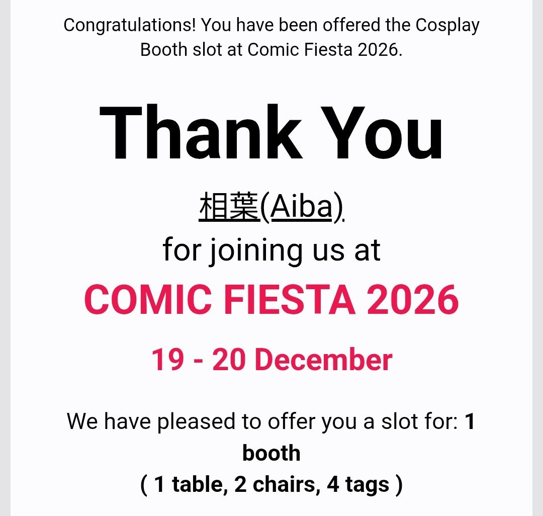 aiva_xyz's tweet photo. Yay!
It looks like Iโll be able to go to Malaysia again! ๐ฒ๐พโจ
Letโs meet again~!! ๐
#comicfiesta https://t.co/0MwNpn6Exl