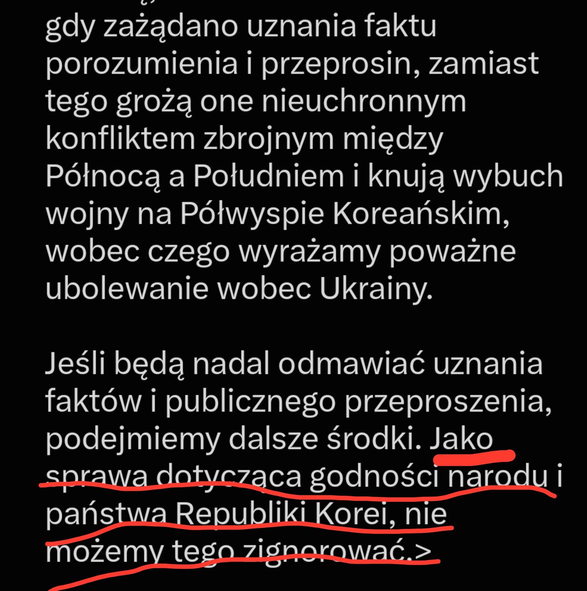mareksy's tweet photo. Jest przekonany, że tylko ustalanie międzypartyjnego i międzyresortowego stanowiska powstrzymuje dumnych polskich polityków od podkulenia jak jeden mąż ogona i rzucenia się do żarliwego popierania w tej sprawie Ukrainy, ostatecznie „honor narodu” to zjawisko im nie znane.
#popis https://t.co/tAWgk3us1Z
