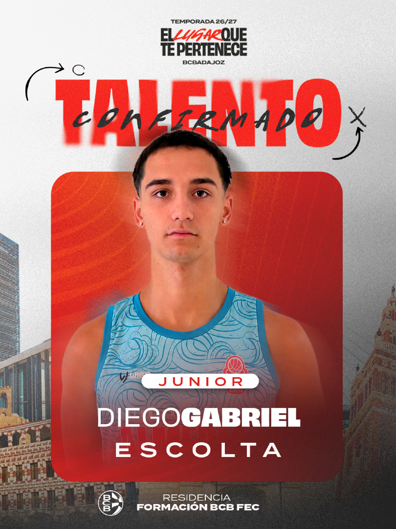BCBBadajoz's tweet photo. 🚀𝗧𝗮𝗹𝗲𝗻𝘁𝗼 𝗖𝗼𝗻𝗳𝗶𝗿𝗺𝗮𝗱𝗼 | Diego Gabriel

Escolta malagueño de 17 años y 1,80m procedente del CB Almería.

Jugador rápido, luchador y gran visión de juego.

Impulsado por @fecsfc 

#ElLugarQueTePertenece #TalentoBCB https://t.co/727gqXdPhI