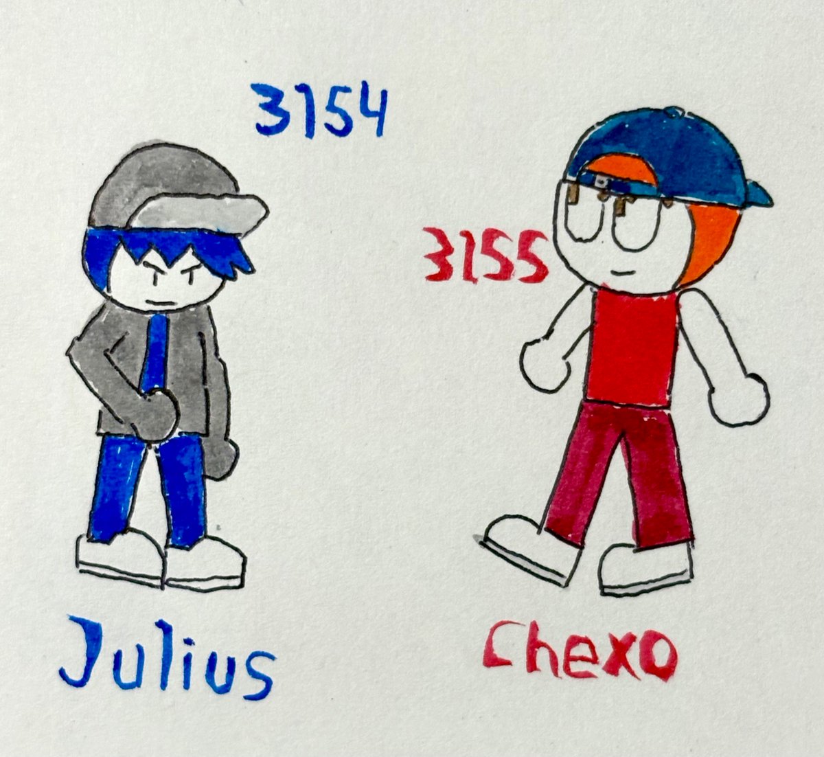 knth_378's tweet photo. 水性ペンでランダムなキャラを描く
(3154) Julius
(3155) Chexo
#Julius #chexo https://t.co/WOYfXwACf7
