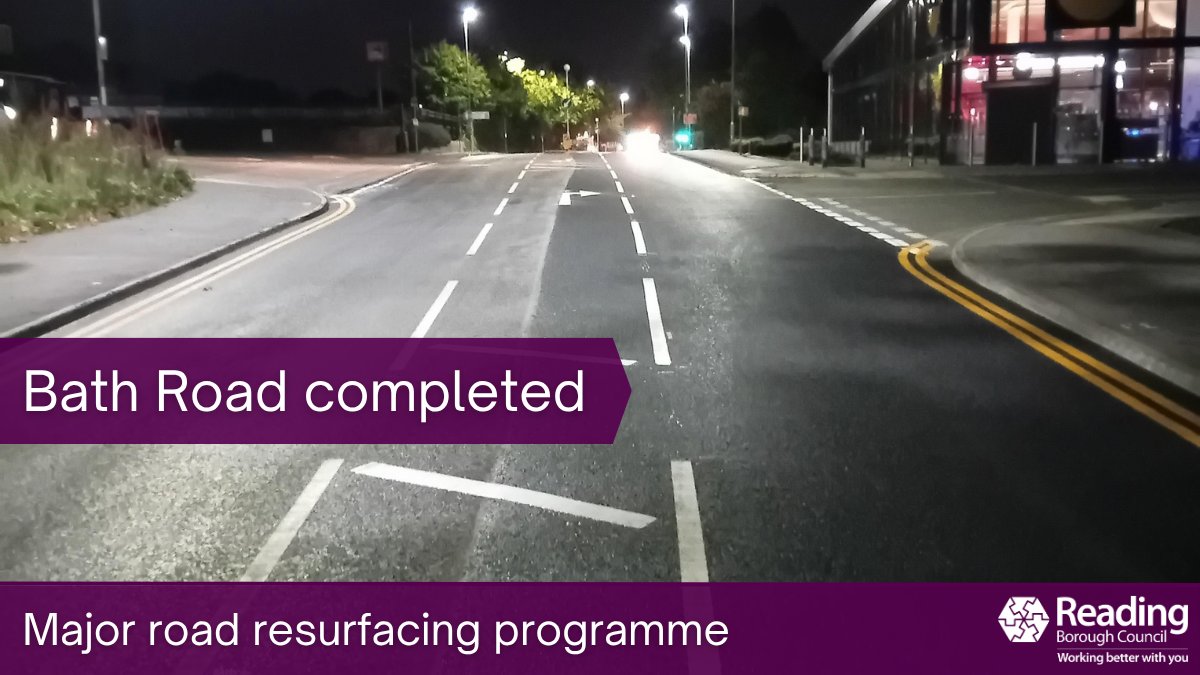 ReadingCouncil's tweet photo. Resurfacing work on Bath Road is now complete and the team are moving on to the Inner Distribution Road (IDR) this evening.

The section of the IDR coming off the A33 northbound will be closed for resurfacing between 7pm today (Friday 2 October) and 1am tomorrow (Saturday 3 October). 

A signed diversion will be in place while the works are taking place. 

Thank you for your cooperation and patience in advance.

The works are part of the major roads resurfacing programme taking place across the borough, following the Council’s biggest ever investment in road maintenance in Reading, which has taken place over the last six years. 

#rdguk