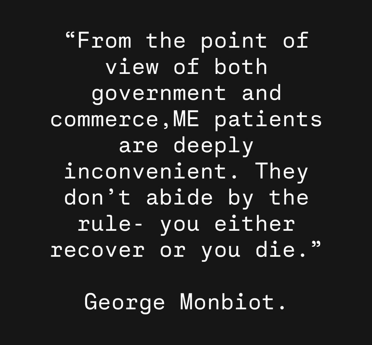 CaroleBruce17's tweet photo. We #ME patients have been an inconvenience for decades. 
With relief both governments and health insurers handed us over to the Psychiatrists and they continue to remain as the bottom line for most healthcare providers. https://t.co/SrRLbs0zIy