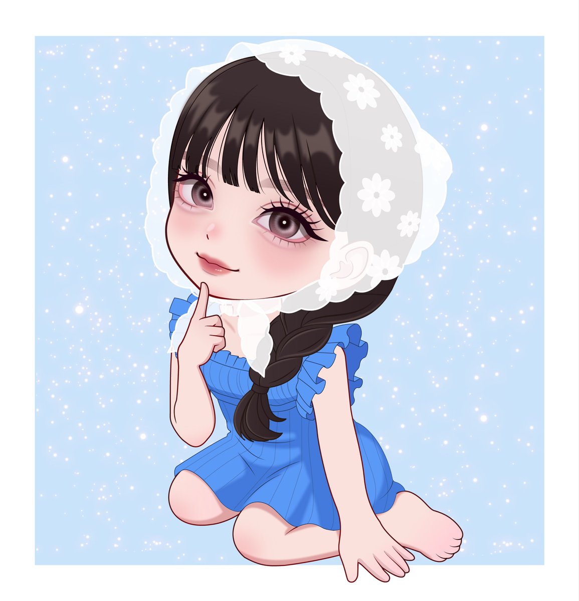 sachuu__y's tweet photo. 生誕イラストの依頼とセットでお願いしていた、姫山ひめのすけ(@_himenosuke_ )様にSNSアイコン用のイラストも作成していただきました🎀✨

2025年カレンダーの青色ワンピースのビジュです💙💐非常に好きなスタイリングだったので、雰囲気大切に描いていただけてとてもうれしいです> ·̫ <🌟 https://t.co/5pNVXMjOYI
