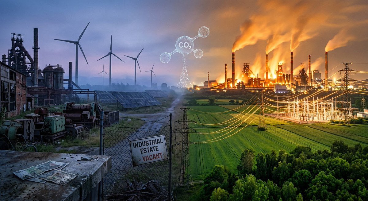 PeterDClack's tweet photo. Carbon dioxide is the fundamental building block of terrestrial life, yet it has been recast as a global pollutant.

Its biological role was forgotten in the heady rush to create an immense economic and political juggernaut. These carbon targets are leaving the West hollowed-out, a diminished force wilting in the soaring industrial glow of China—a nation with the world's largest fleet of coal-fired power plants, and building more by the week.

CO₂’s influence on atmospheric warming has been portrayed as the 'control knob' for planetary climate. In reality, the physics of CO₂ are dictated by its absorption spectrum, which follows a curve of diminishing returns. Each additional unit exerts less radiative energy than the last. It's not the sole driver of planetary climate.

When viewed through the lens of geological history, Earth sits in a relatively cold interglacial epoch. During the Last Glacial Maximum, atmospheric CO₂ plummeted to near 185 ppm, approaching the starvation threshold for land plants.

Today's CO₂ rise to ~426 ppm sparked a rousing planetary green recovery—a trend documented extensively by NASA's satellite observations and routinely leveraged by commercial growers, who enrich greenhouse air to 1,200+ ppm to maximise crop yields.

Despite these biological windfalls, the climate change roller coaster is still powered by computer models, while the long haul of geological history is dismissed as irrelevant. Hydrocarbon fuels still account for roughly 81% of primary global energy, compared with 6% delivered by wind and solar. This is a poor return on trillions of dollars in capital expenditure over four decades.

Dense, reliable power is crucial for heavy industrial manufacturing, international shipping, aviation and freight. The modern world can't actually function only on wind and sunlight. Abandoning the physics of energy density leaves Western nations fiddling while their industrial foundations burn. The world faces an estimated $21 trillion price tag simply to re-engineer electrical grids for intermittent generation. Demand for even more copper will be stupendous. 

The result of all this is a profound geopolitical imbalance, as Western nations deindustrialised, and manufacturing and supply chains packed up and went abroad. Almost all heavy industry ground in a general slowdown, leaving half empty industrial estates, and out-of-work  steelworkers looking for jobs in the service industry or perhaps pizza joints.

Only a vigilant bank manager might notice dust gathering on unused banknotes.