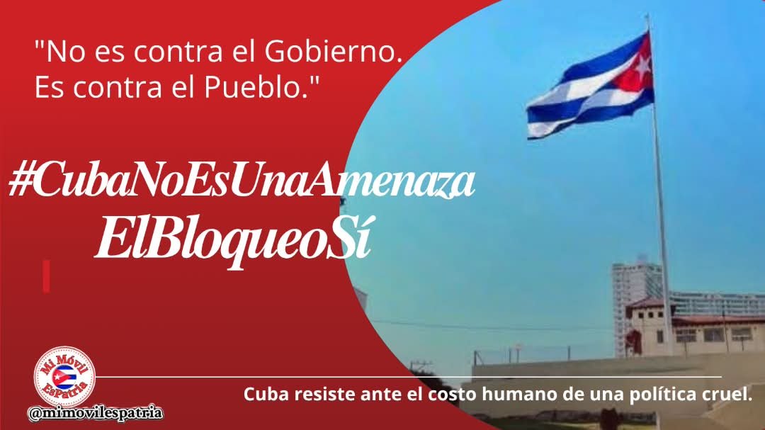 PieterTerry's tweet photo. Abajo el bloqueo yanqui, es un castigo  colectivo  contra el pueblo  creando  sufrimiento, escasez  y desesperación. 
#NoSomosUnaAmenaza,el bloqueo  si
#CubaVencera
@DiazCanelB 
@Colina_CTCuba 
@AsambleaCuba 
@PartidoPCC 
@Cuba_CTC https://t.co/CNcn7SVx8d
