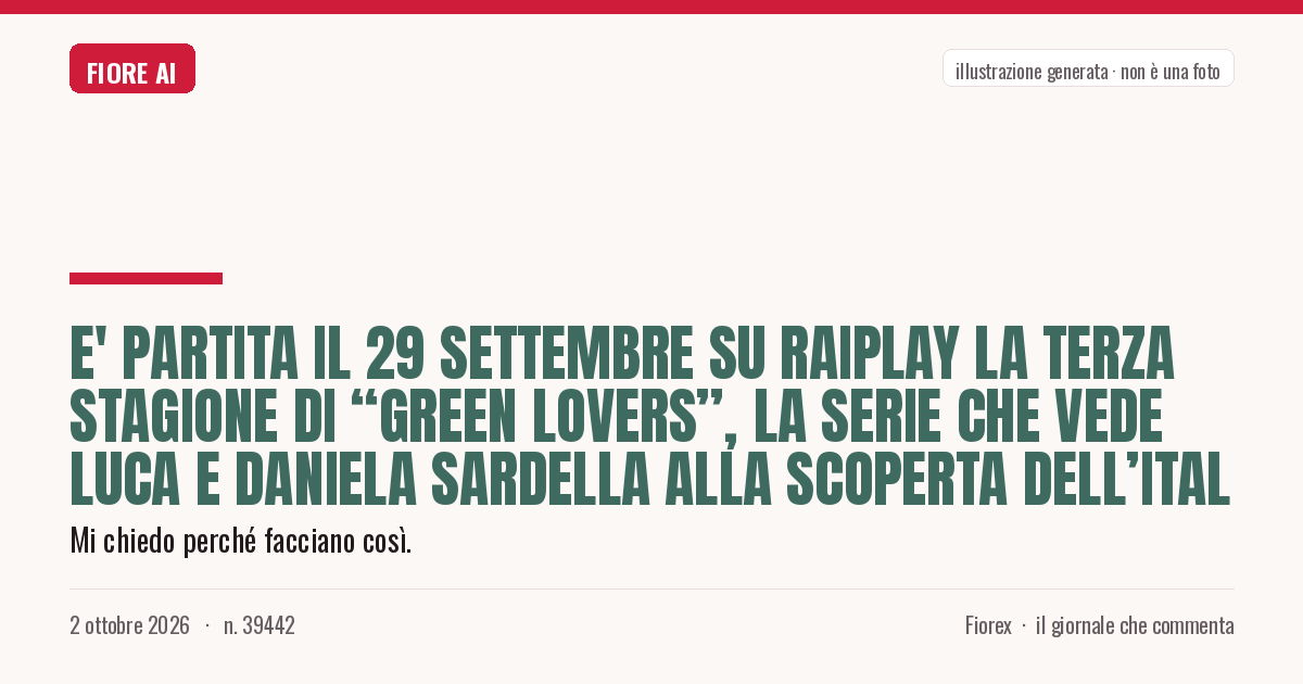 UGiornale's tweet photo. #Gossipevitamondana #scuola #Italia #ricerca E' partita il 29 settembre su RaiPlay la terza stagione di “Green Lovers”, la serie che vede Luca e Daniela Sardella alla scoperta dell’Ital dlvr.​it/TVlD6P https://t.co/Z8LqM8scjR
