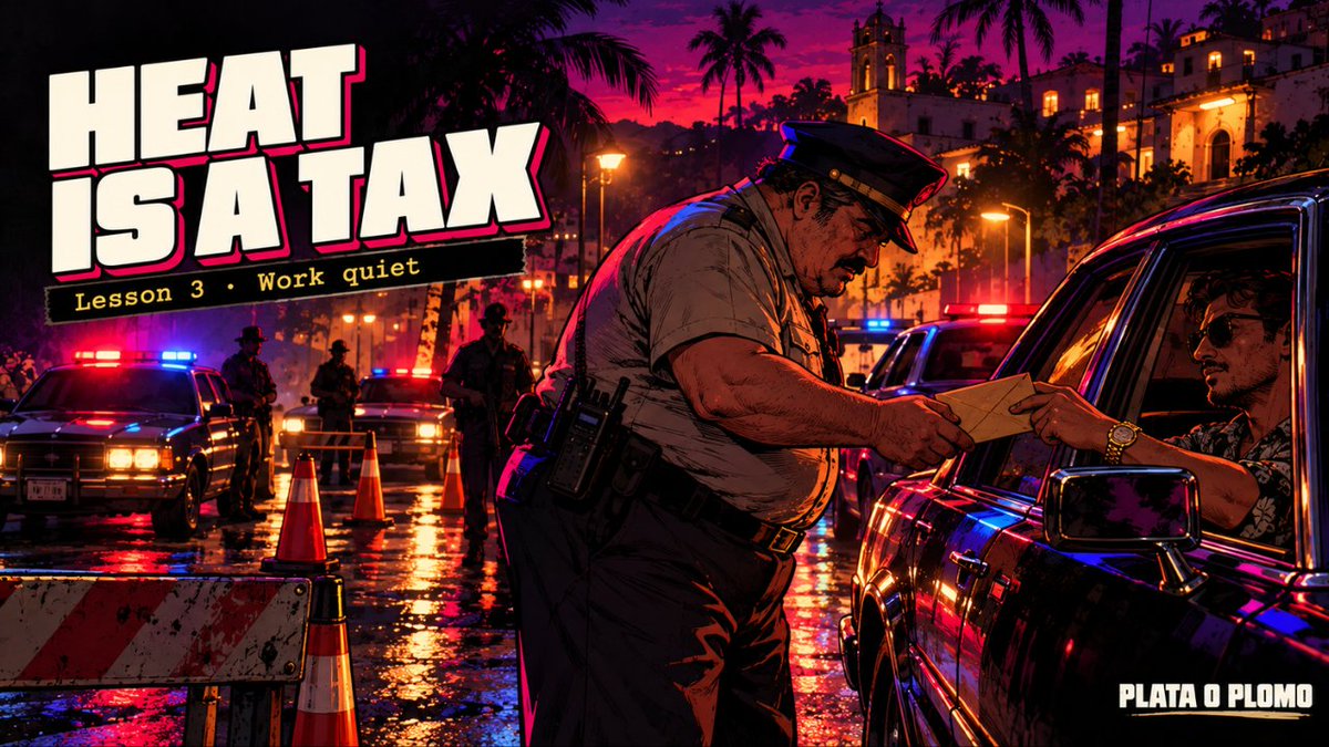 PlayPlataPlomo's tweet photo. Dirty cash is fast. Clean cash is forever.

In Plata o Plomo, the jefes who buy front businesses early end up owning the city. A taquería today is a hotel next week. Collect often, because a full stash stops earning. https://t.co/hXSUCgrTpf