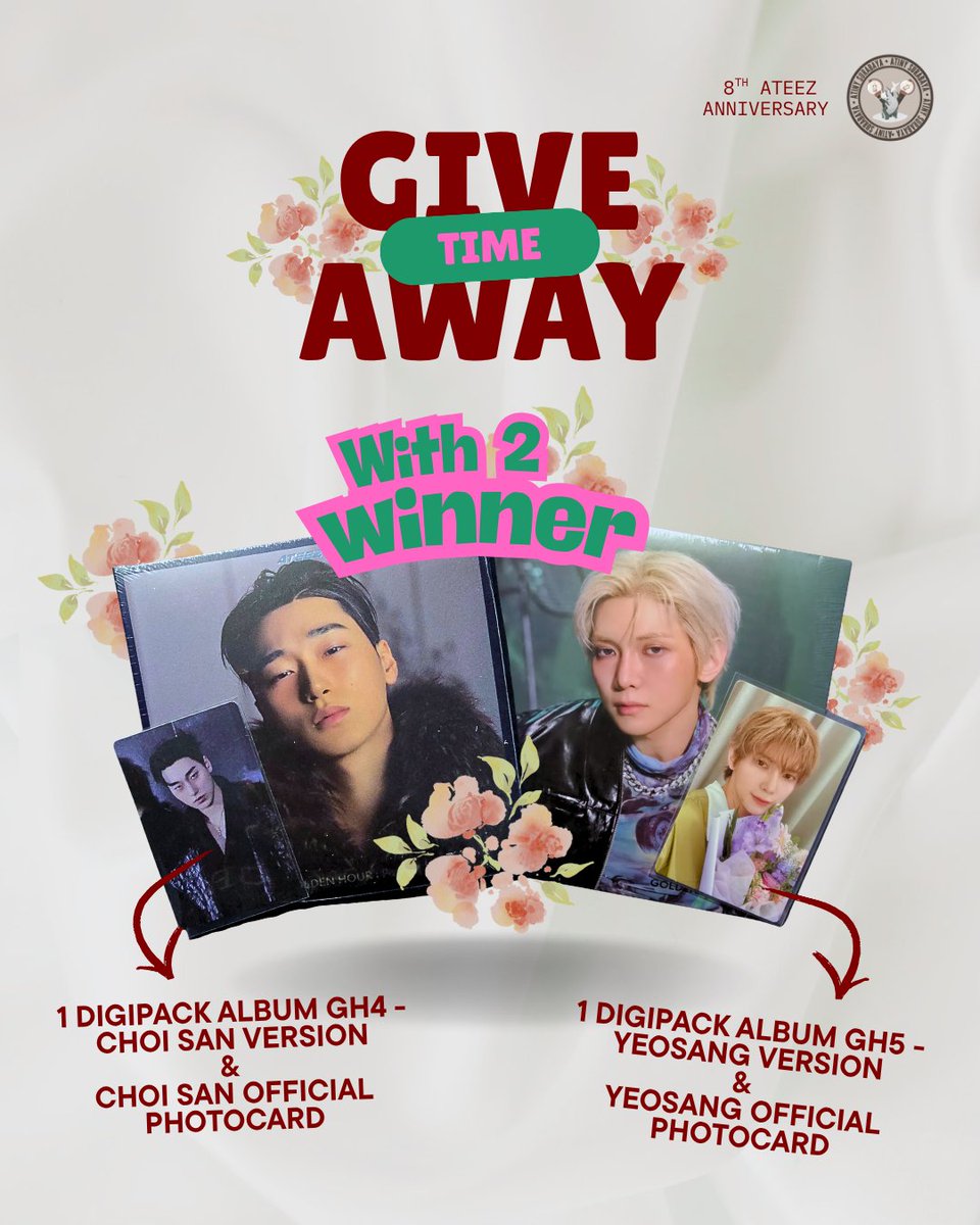 AtinySurabaya's tweet photo. 🎁 ATEEZ 8TH ANNIVERSARY GIVEAWAY 🎁

How to join:
1. RT &amp; Like this post
2. RT &amp; Like post di QRT
3. Reply “Done” + jawab:
Apa kesan kalian untuk ATEEZ selama 8 tahun ini? 🥹❤️

Good luck, ATINY! 🏴‍☠️✨

#ATEEZ #ATINY #GIVEAWAY #ATEEZALBUM https://t.co/8FSIVlZFRj