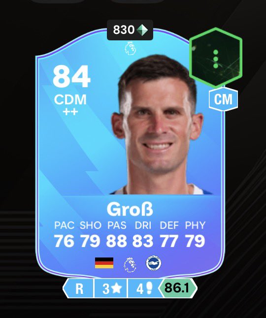 UTSources's tweet photo. 🚨POTM Groß SBC got a huge upgrade 👀🔥

• ✅ +39 Pace 
• ✅ +5 Shooting 
• ✅ +4 Passing 
• ✅ +5 Dribbling
• ✅ +6 Defending 
• ✅ +8 Physical 

Cheapest Solution 👇 https://t.co/VcWqkdOAqY