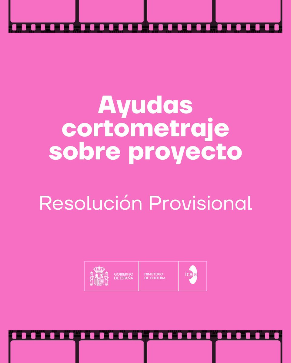 CineICAA's tweet photo. 📢 Ayudas a la producción de cortometrajes sobre proyecto 2026
📄 Consulta la propuesta de resolución y toda la información en la web: https://t.co/7wO4CgCJqI
#ICAA #AyudasICAA #Cortometrajes https://t.co/bFvYPm0kSu