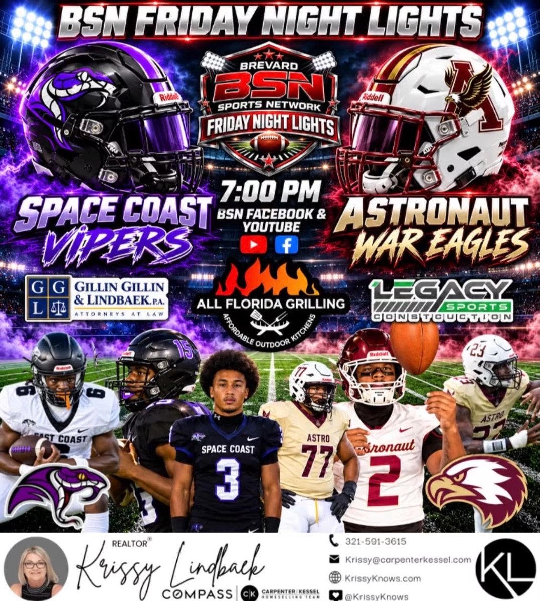 SportsBrevard's tweet photo. 🏈🔥 BSN FRIDAY NIGHT LIGHTS: @schsviperfb  AT @WarEagle_FB 

History vs. momentum. Something has to give Friday night.

preview here: https://t.co/xJPrGQh2t6

#FridayNightLights #SpaceCoastVipers #AstronautWarEagles #SpaceCoastFootball #AstronautFootball #HighSchoolFootball https://t.co/GiGppccuz5