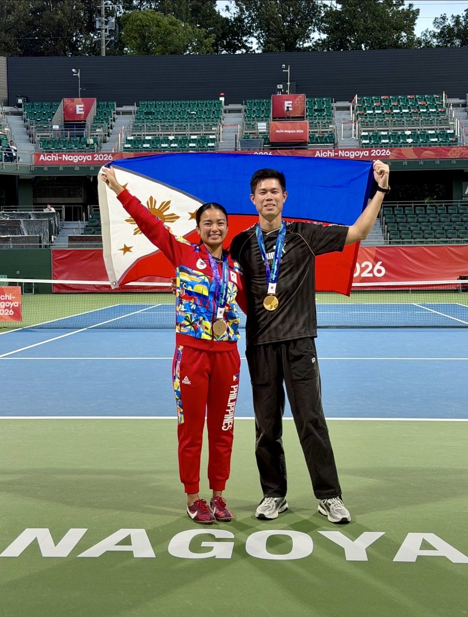 iansantos's tweet photo. EJ was already back in the Philippines.
But he came back to Nagoya to spend the day with the whole tennis team.

My guess is he also went back to provide moral support as a “Kuya” to Alex as she accepted her bronze medal.

Alex looks so happy in her photos with EJ and the team.

Plus they managed to squeeze in some tennis as well as a very cool Tiktok video in between!