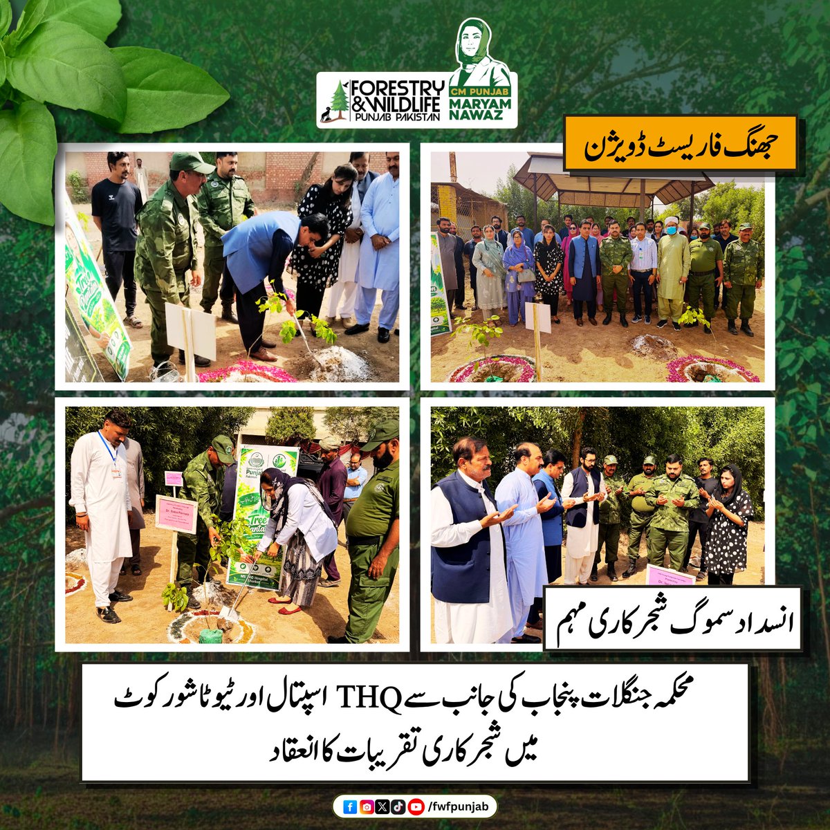fwfpunjabpk's tweet photo. انسدادِ سموگ شجرکاری مہم
جھنگ فاریسٹ ڈویژن میں THQ ہسپتال اور ٹیوٹا شورکوٹ میں شجرکاری تقریب، ٹیوٹا افسران و ڈاکٹرز نے پودے لگائے.
.
.
@SmogUnitpndgop
#FightSmog #GreenPunjab #treeplanting #cleanair #fwfpunjab #GovtOfPunjab https://t.co/OABa8OvlYB
