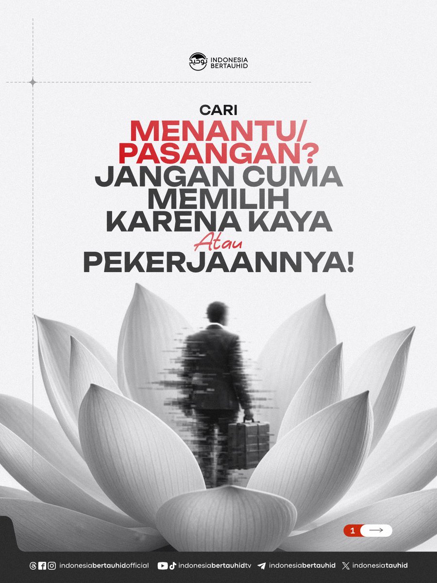 indonesiatauhid's tweet photo. "Zaman sekarang, tidak jarang tolok ukur mencari pasangan hidup bergeser pada kemapanan finansial, pekerjaan tetap, atau latar belakang keluarga terpandang semata.

Simak Selengkapnya:
https://t.co/mhgJJ7FQUx https://t.co/tWcDcruPlR