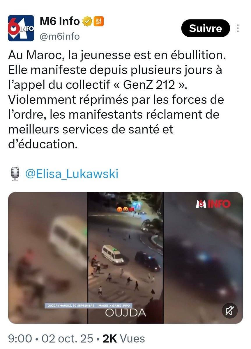 doliprofond's tweet photo. En France, la jeunesse est en ébullition. Elle manifeste depuis plusieurs jours à l’appel du collectif « GenZ 33 ». Violemment réprimés par les forces de l’ordre, les manifestants réclament de meilleurs services de santé et d’éducation.
Allo @m6info @Elisa_Lukawski https://t.co/8I5xluqBAH