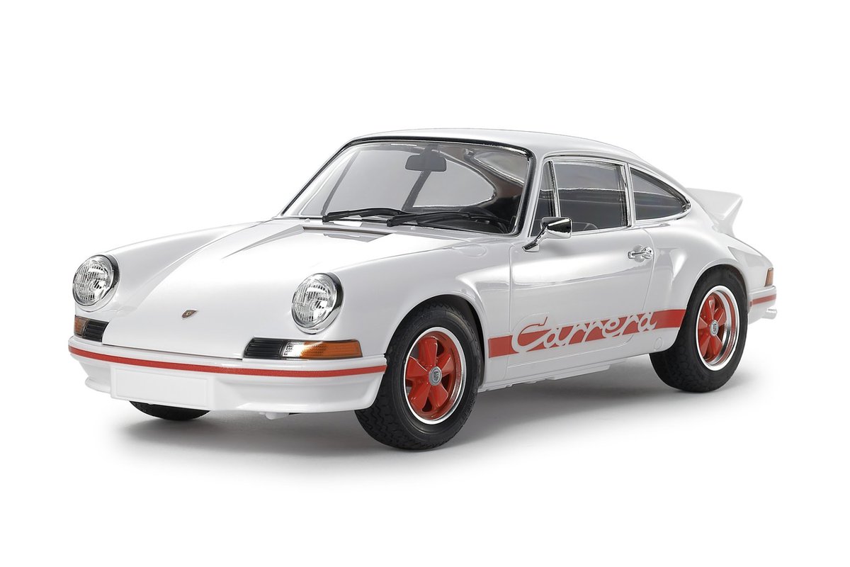 TamiyaUK's tweet photo. Latest items in the Clicloc range.
Porsche 911 Carrera RS 2.7
1/24 scale plastic model snap-together assembly kit of this iconic Porsche.

Available in two colours, with usual high-quality detail from Tamiya, inc chrome parts etc without the need to paint or glue.

Due 12/26 https://t.co/VIrQ4plXVo