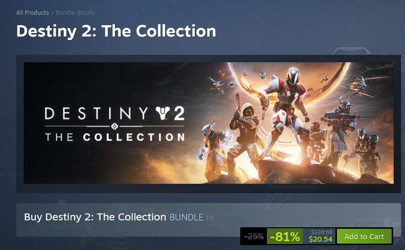 SneakyBeaver's tweet photo. Now that almsot everything is getting unvaulted from the DCV it's proooooobably a good time to take advantage of this deal if you want to own everything in Destiny 2. 

This gives you literally everything up to Renegades for 20 shmeckles. https://t.co/wZ0aD54gm1