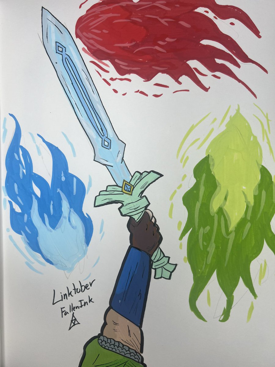 Fallen_Ink's tweet photo. Linktober Day 2: Weapons. The Sword of the Goddess for the Here of the Sky. Imbued with the sacred flames, the sword will become a legendary weapon. #linktober #link10ber #linktober2026 #zelda #legendofzelda #nintendo #art #drawingㅤㅤ https://t.co/fBlPaVSyOp