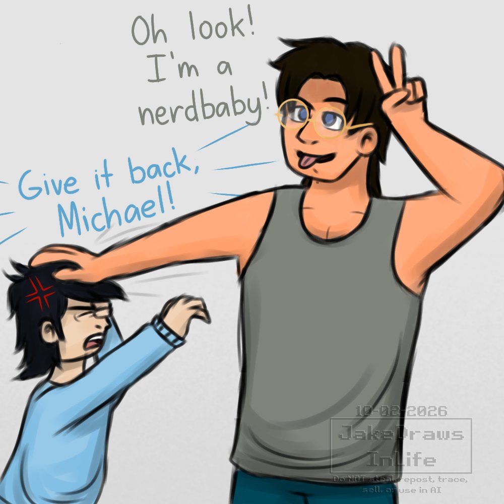 JakeDrawsInLife's tweet photo. 𝗣𝗢𝗩: 𝗬𝗼𝘂'𝗿𝗲 𝘁𝗵𝗲 𝗼𝗻𝗹𝘆 𝘀𝗶𝗯𝗹𝗶𝗻𝗴 𝘄𝗵𝗼 𝘄𝗲𝗮𝗿𝘀 𝗴𝗹𝗮𝘀𝘀𝗲𝘀.
#fnaf #fnafau #fnafoc #aftonsiblings https://t.co/lrFxeTnviz