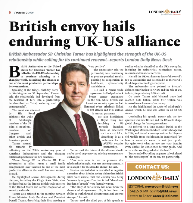 LDNWorldNews's tweet photo. British Envoy Hails Enduring UK-US Alliance https://t.co/S3934p1m1C