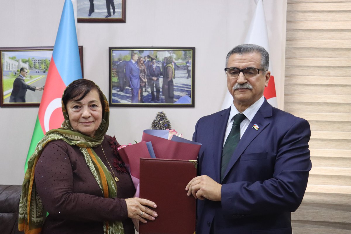 AzRedCrescent's tweet photo. On October 2, 2026, Novruz Aslanov, president of the Azerbaijan Red Crescent Society (AzRCS), along with Society staff, congratulated Deputy Executive Secretary Elshan Salimzadeh and Sona Hajiyeva—an education specialist in the AzRCS Migration Department—on their birthdays. https://t.co/pEThQT6uET