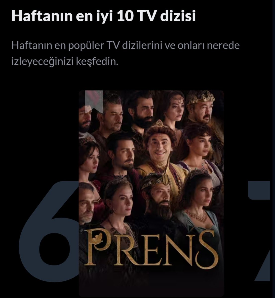 pistachiogrentv's tweet photo. 📌 Justwatch verilerine göre; #Prens Haftanın en iyi 10 TV dizisi listesinde 6. sırada! https://t.co/B10HVOMBJV