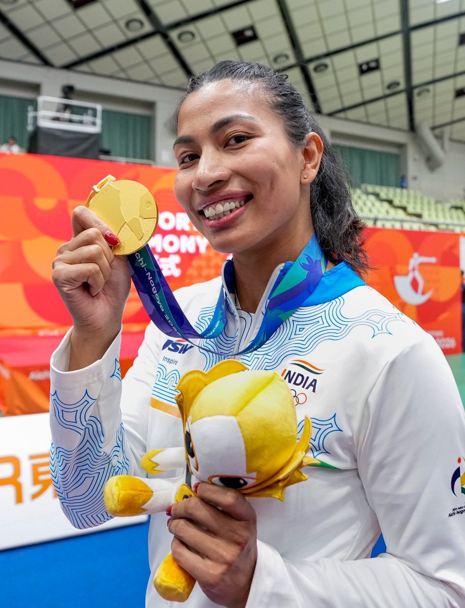 PMOIndia's tweet photo. A very fine performance from @LovlinaBorgohai!

Congratulations to Lovlina on winning Gold in the Women’s 75 kg Boxing event at the Asian Games with an emphatic 5-0 victory in the final. Her sporting journey reflects remarkable determination and excellence. Wishing her the very best for her upcoming endeavours: PM @narendramodi