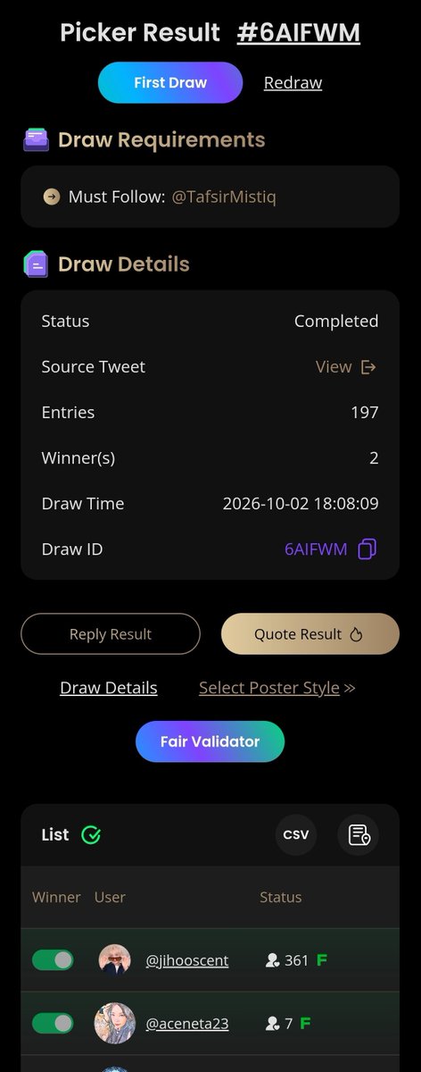 TafsirMistiq's tweet photo. selamat @jihooscent @aceneta23 masing-masing dapet 15k ya, akan segera ku DM  🙌

easy3 seed: 6AIFWM https://t.co/AsiewvufMK