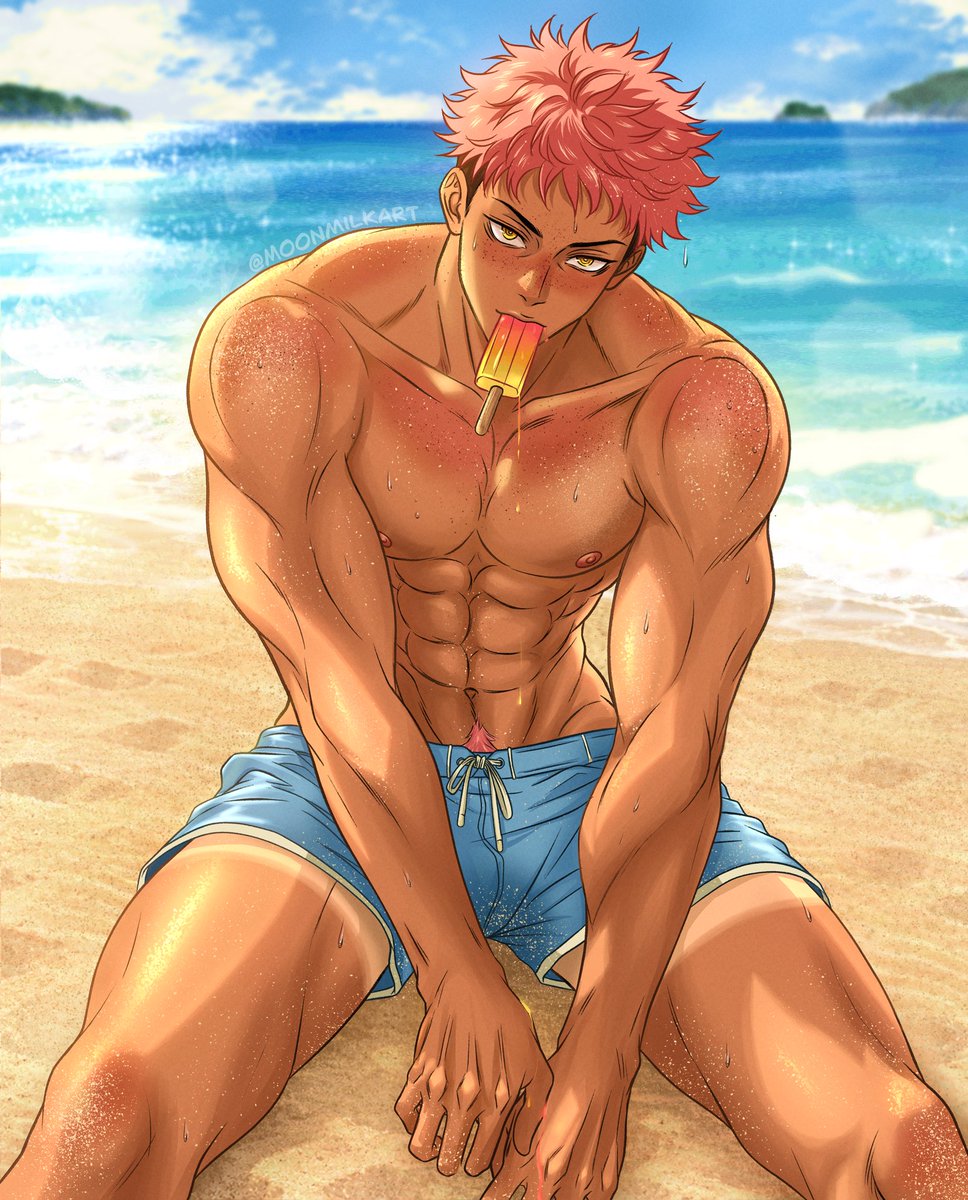 moonmilkart's tweet photo. Beach day for Yuji 🙂‍↕️ #yuuji #yujiitadori #jjk #fanart https://t.co/Ma40RVTwus