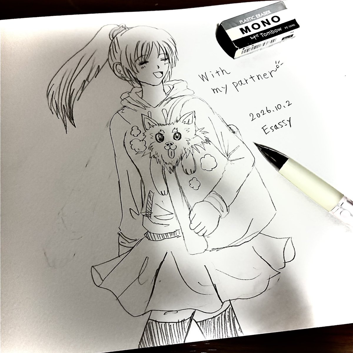 Esassy_art's tweet photo. With my partner✨
#analog #illustration #イラスト #girl #dog https://t.co/5PL935YQPp