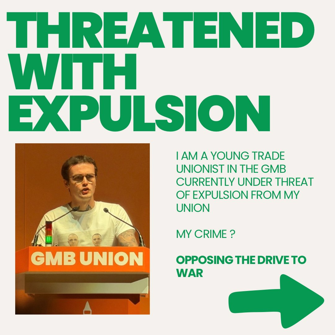 NLangH17's tweet photo. I am a young trade unionist in the GMB currently under threat of expulsion from my union 

My crime ? 

Opposing the drive to war 

Read the following info graphics and follow this petition to find out more :

https://t.co/6U3xWFhzYG

🧵🪡 https://t.co/IroavskhDR