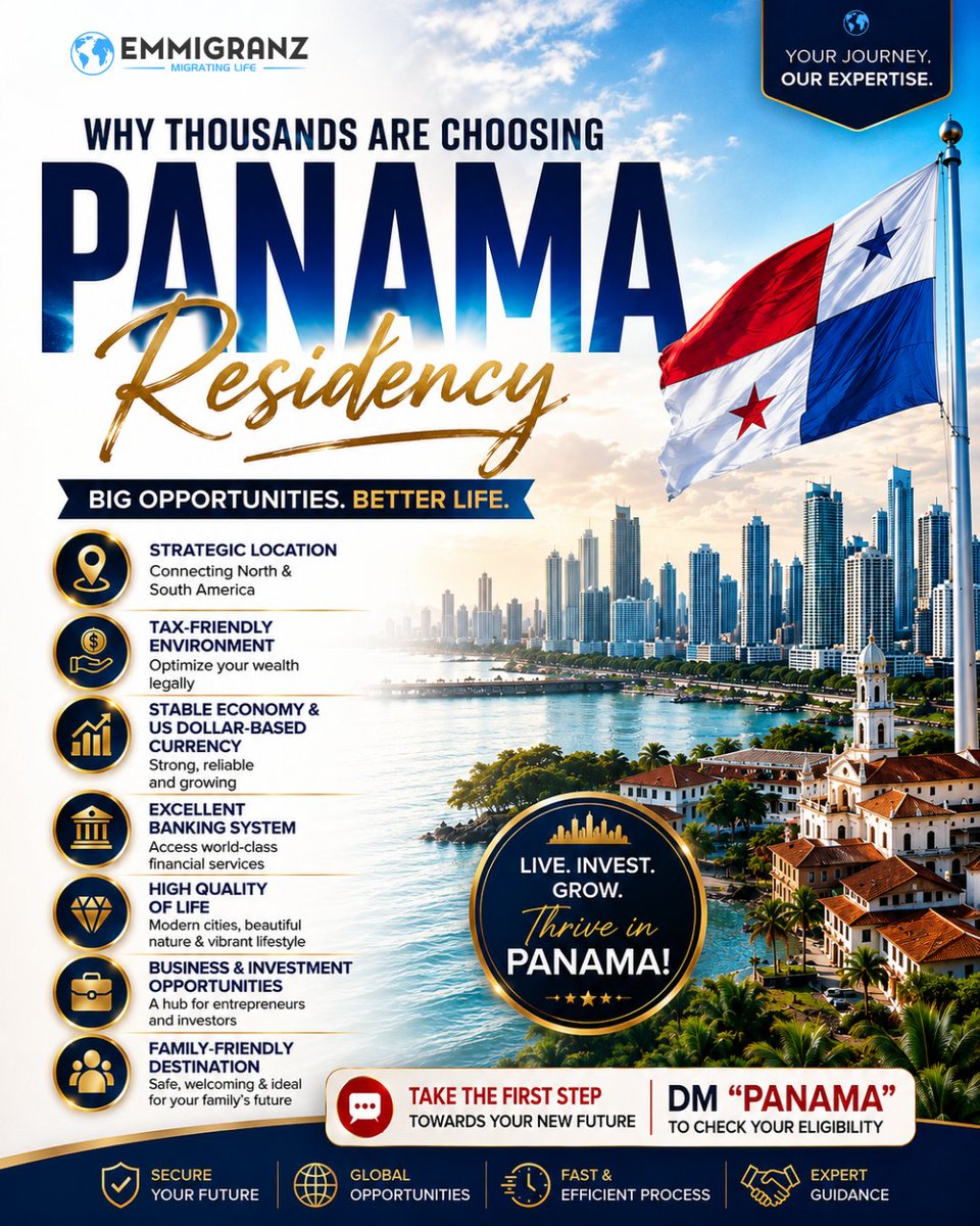 emmigranz's tweet photo. 🌎 Thinking beyond borders? Panama is becoming a strong choice for investors, entrepreneurs, and families looking for international residency and greater global flexibility. 🇵🇦✨ https://t.co/Al6vrU20Q2